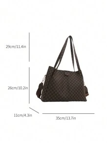 Túi Tote Da PU Vá Thời Trang Đơn Giản, Có Thể Gấp Gọn, Dung Tích Lớn, Phong Cách Trưởng Thành & Thanh Lịch Mới, Thích Hợp Cho Hàng Ngày, Công Việc, Đi Làm, Kỳ Nghỉ Và Ngày Lễ, Quà Tặng Tuyệt Vời Cho Mẹ, Túi Tote Thời Trang Cho Quý Cô - Cà phê nâu - Xem 3