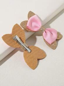 Set de 3 accesorios para el cabello de niña - Pinzas para el cabello con moño + Gafas con flores lindas - Rosa - Ver 3