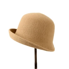 1 件纯色出售毡软呢帽爵士帽冬季新款奢华品牌渔夫帽女士户外保暖天鹅绒格子优雅时尚羊绒羊毛盆栽毛绒渔夫帽巴拿马帽批发秋季 - A - 查看 19