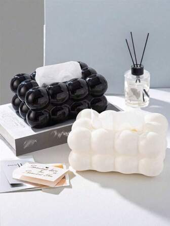 1pc Plastic Tissue Box, Light Luxury Creative Solid Color Tissue Box,  Suitable For Bedroom, Living Room And Car, Home Decoration,