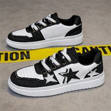 2025年夏季新款男士休闲百搭运动鞋韩版时尚小众品牌高端星星图案鞋 - 黑與白 - 查看 5