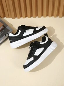 经典时尚休闲透气运动鞋，男女舒适运动鞋，适合户外、街头风格、生日礼物、校园散步，防滑耐用 - 白黑 - 查看 5