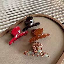 4 件法式彩色爪夹，简约金色标记，可爱糖果色发夹，发饰，金色头饰发夹发夹发夹发夹发夹，学校用品，学院秋冬发夹，适合度假装扮女士 - 彩色 - 查看 6