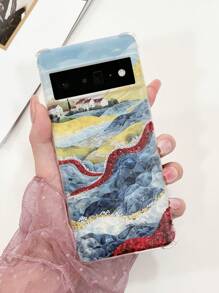 1 件简约高透明 TPU 四角防摔软手机壳，带印花图案，兼容 Pixel 7 Pro、iPhone 15 Pro Max 和型号 - 無色 - 查看 1