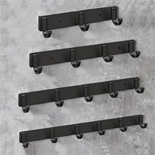 Modern Black Aluminum Wall Mounted Hook For Bathroom Accessories, Suitable For Towels, Coats And Clothes