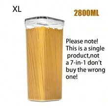 7件/S/M/L/XL 密封食品储存容器（带盖）、塑料厨房食品储藏整理和储存、谷物、意大利面、面粉、糖干粮罐（带标签和记号笔）、适用于洗碗机、塑料食品保鲜罐、家庭厨房用品 - 彩色 - 查看 14