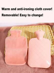 Bolsa de agua caliente con inyección de agua, funda de peluche extraíble, bolsa interior de PVC inodoro de alta calidad, color interior aleatorio