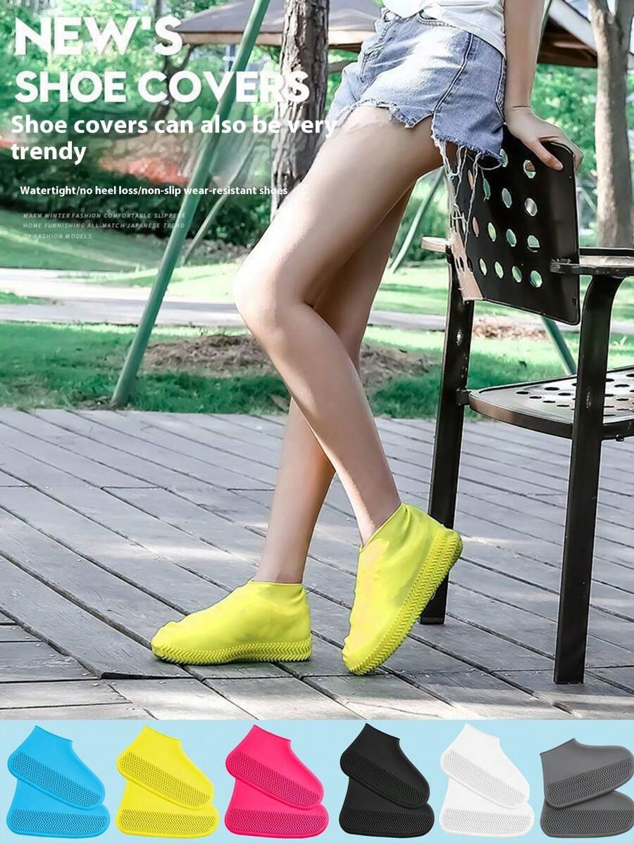 2 piezas Cubiertas de zapato universales portátiles y a prueba de agua para acampar al aire libre, cubiertas de zapato de lluvia antideslizantes de látex, gruesas y duraderas para exteriores, playa, ciclismo, unisex