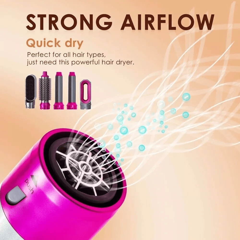 5 In 1 Electric Hair Dryer Blow Curler Set Detachable Styler Hot Air