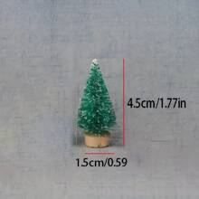 12pcs 4.5cm/1.77" Green Desktop Mini Christmas Tree Pine Wood Tabletop Decorations, Christmas Party Decor,Christmas - Grass Green - View 3