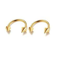 2pcs/Set 16G Horseshoe Nose Ring Stainless Steel Hypoallergenic 18K Gold Plated Black 8mm 10mm For Nose,Lip,Earrings,Septum,Cartilage Piercing,Unisex, Fashion Style,Body Jewelry For Men & Women