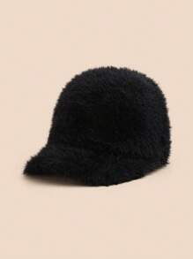 1pc Fashionable Rabbit Fur Brim Baseball Cap, Versatile For Women In Autumn/Winter - Multicolor - View 18