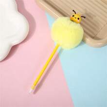 1/5黄色PP材质蜜蜂可爱玩具笔毛圆珠笔可爱毛绒卡通学习办公书写工具创意圆珠笔儿童益智玩具学生书法学习用品 - 黃色 - 查看 2