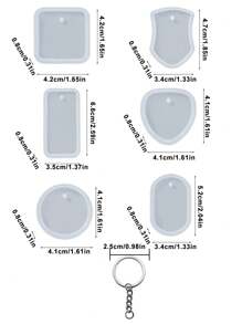 6 Stücke/1 Set - Silikon-Anhängerform DIY oval quadratisch kristall edelstein förmige Halskette Schlüsselanhänger Ohrringe Anhänger Form Epoxidharz Form