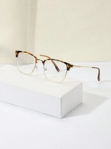 1/2/3 pares de gafas cuadradas para mujer, de color cobre con bloques de color en patchwork, livianas y de estilo casual para uso diario y en el trabajo