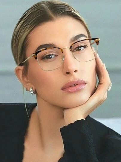 1/2/3 副女士方形眼镜，铜色拼布，轻盈商务休闲，适合日常阅读和通勤