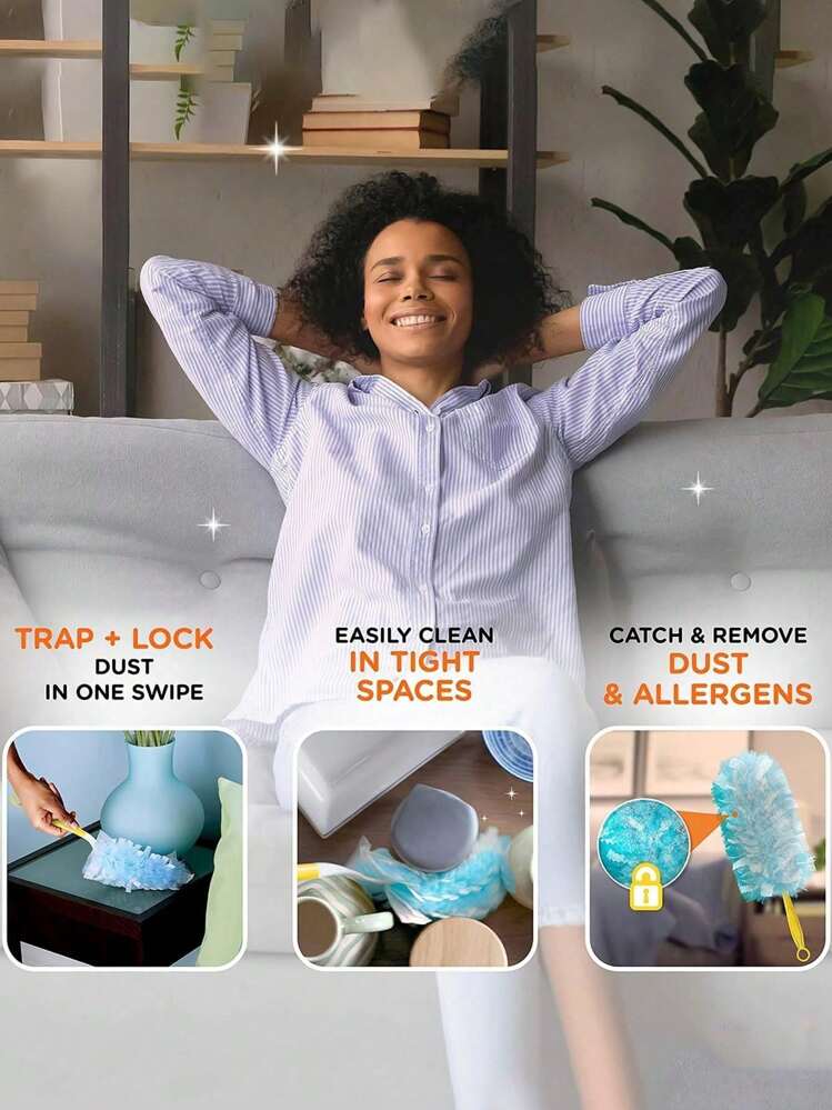 4 Packs(40pcs)3 Packs(30pcs)2 Packs(20pcs)1 Pack(10pcs) Disposable Duster Refills, Electrostatic Duster Heads Replacement - Effortless Dust Removal For Electronics, Furniture, Blinds, And Ceiling Fans – (Handle Not Included) - Cleaning Supplies, Cleaning Accessories - Multicolor - View 4