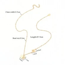 1件新款时尚金色蝴蝶字母吊坠不锈钢珠链项链，女士款 - 金黃色 - 查看 2