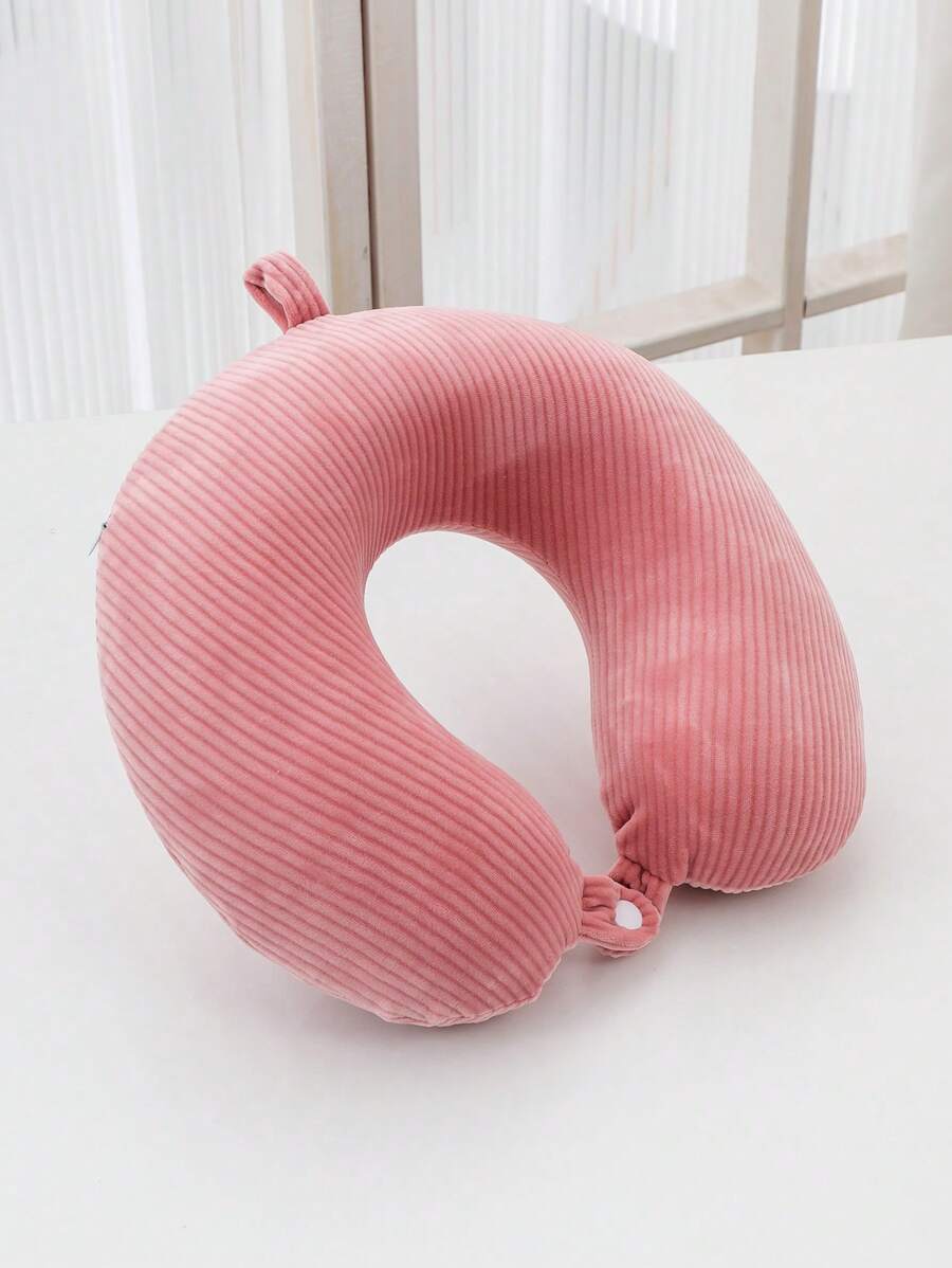 Solid Cervical Memory Foam Travel U-Shaped Neck Pillow, Removable [Please Open The Vacuum Packaging, Let It Air Out And Regain Its Shape Before Using] - Dusty Pink - View 1