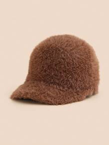 1pc Fashionable Rabbit Fur Brim Baseball Cap, Versatile For Women In Autumn/Winter - Multicolor - View 4