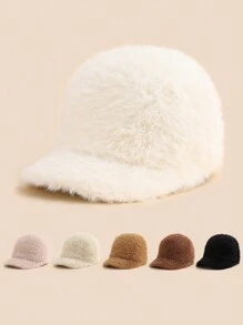 1pc Fashionable Rabbit Fur Brim Baseball Cap, Versatile For Women In Autumn/Winter - Multicolor - View 1