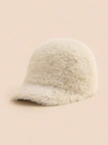 1pc Fashionable Rabbit Fur Brim Baseball Cap, Versatile For Women In Autumn/Winter - Multicolor - View 3