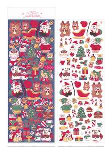 1 Piece American Style Sticker  Christmas Halloween Series Sticker Cute Cartton Bunny Puppy Sticker For DIY Decorative Scrapbook Journal - Pink - View 6