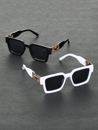 2 件男士优雅美学现代简约风格时尚眼镜，适合驾驶露营钓鱼日常生活街拍配件沙滩配件眼镜遮阳镜，适合夏季海滩度假、户外、旅行