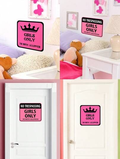 1 pieza Señal de advertencia no alfabeto Pegatinas para puertas para Chicas dormitorio o cuarto de baño Decoración