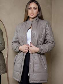 WOMEN'S PURKY OVERCOATER PARK IN  LEATHER - 灰色 - 查看 3