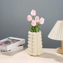 1pc Nordic Simple Ceramic Vase, Modern Home Decor Vase, Boho Vases For Decor, Circle Vase, Round Vase, Donut Vase,Decorative Vase For Wedding Dinner Table Party Living Room Office Bedroom Indoor Decor Gifts Birthday Graduation Back To School Room Decor School Supplies
