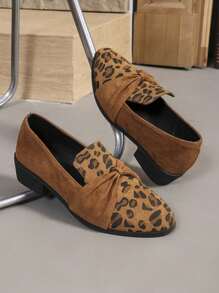 British Style Thick Heel Slip-On Loafers Low-Top Flats - Rust Brown - View 4