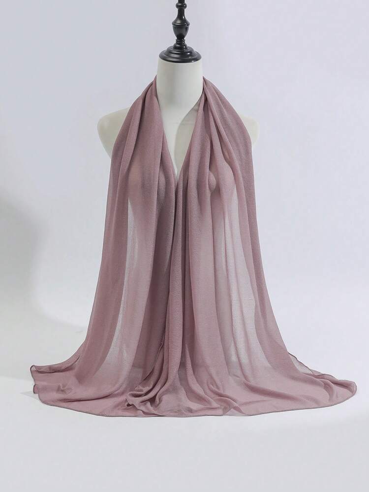 1pc Women Solid Chiffon Ruched Scarf Casual Versatile New Headband Elastic Breathable Daily Sun Protection Shawl - Multicolor - View 19