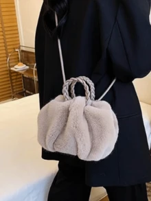 南瓜包，可爱毛绒包，可爱迷你手提包，毛绒包斜挎包，柔软单肩包，秋季家居装饰化妆包 - 彩色 - 查看 5