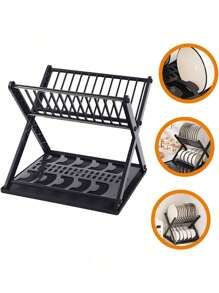 Ecurridor De Platos De 3 Niveles De Hierro y plástico Increible Escurrridor De Trastes Pórtatil, Altamente Resistente. - Blanco - Ver 8