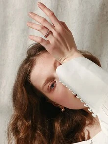 1 件不锈钢全砖锆石戒指 - 玫瑰金 - 查看 5