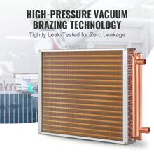Heat Exchanger Water To Air, 18"X 20" With 3-Row 3/8" Copper Ports, 242 Aluminum Fins Heat Exchanger For Outdoor Wood Furnaces, Residential Heating And Cooling, And Forced Air Heating - 金色 - 查看 6