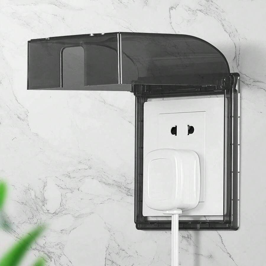 1 Piece Waterproof Cover Compatible With Switch Socket Nail Free Bathroom Waterproof Box Bathroom Adhesive Splash Box Transparent Socket Protection Cover Kitchen Balcony Socket Waterproof Protection Box