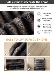 1 peça capa de almofada de flanela xadrez para sofá 1234 conjunto de proteção de assento, apoio de braço e encosto, todas as estações - Cinza escuro - Ver 4