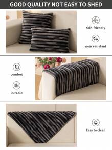 1 peça capa de almofada de flanela xadrez para sofá 1234 conjunto de proteção de assento, apoio de braço e encosto, todas as estações - Cinza escuro - Ver 5