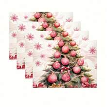 4pcs, Christmas Linen Placemat, Christmas Theme Placemat, Heat Insulation Pad,Kitchen Decorative Table Mat, Western Meal Table Pad,Christmas Decor,Dining Table Decor Best Gifts Birthday Home Decor Christmas Decorations Room Decor Winter Christmas Decorations Home Christmas Gifts Christmas Decor