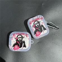 Halloween Phone Ghost Applies To Apple Airpods1/2 Generation Bluetooth Ear Case Airpodspro2 Earphone Protective Case New 3 Generation + Mountain Buckle - Funny Face + Carabiner - View 2