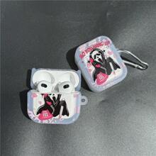 Halloween Phone Ghost Applies To Apple Airpods1/2 Generation Bluetooth Ear Case Airpodspro2 Earphone Protective Case New 3 Generation + Mountain Buckle - Funny Face + Carabiner - View 4