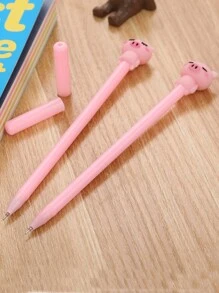 4pcs Creative Stationery Pink Pig Gel Pens, Cartoon Girl Style Water-Based Ink Pens For Study, Office & Signature, Smooth Writing, Refillable, Comfortable Grip