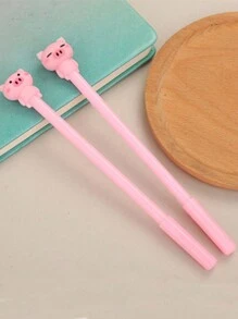 4pcs Creative Stationery Pink Pig Gel Pens, Cartoon Girl Style Water-Based Ink Pens For Study, Office & Signature, Smooth Writing, Refillable, Comfortable Grip
