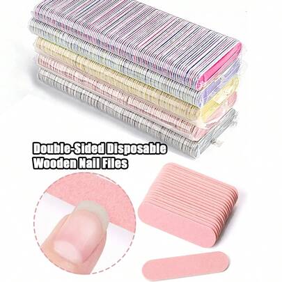 迷你双面180/240目粉白指甲锉指甲抛光器一次性指甲锉美甲工具