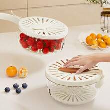 Thick Double Layer Household Drain Basket Cover Kitchen Vegetable Fruit Wash Sink Refrigerator Storage Box - Multicolor - View 1