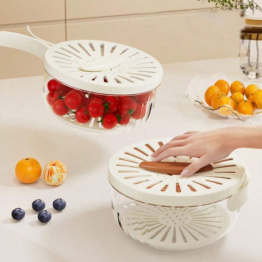 Thick Double Layer Household Drain Basket Cover Kitchen Vegetable Fruit Wash Sink Refrigerator Storage Box - Multicolor - View 1