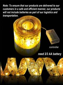 1pc Christmas Lights, Battery Powered 3M/9.84ft 30 LED Lights, Ribbon Lights For Weddings New Year Christmas Tree Decoration,Christmas - Gold - View 5