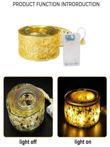 1pc Christmas Lights, Battery Powered 3M/9.84ft 30 LED Lights, Ribbon Lights For Weddings New Year Christmas Tree Decoration,Christmas - Gold - View 6